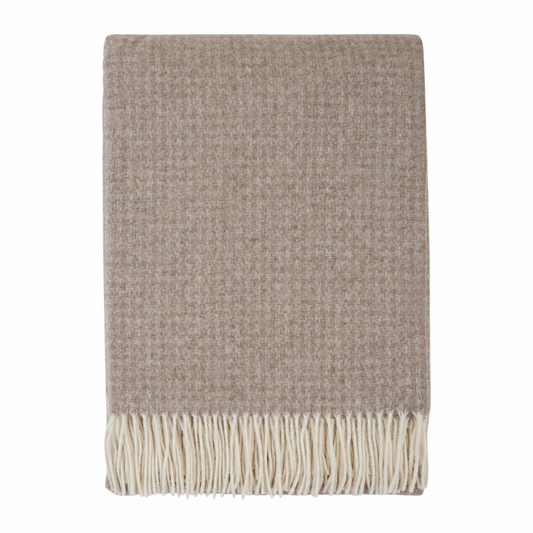 Koc z kaszmirem i wełną Merino Superfine – taupe, 140 × 200 cm