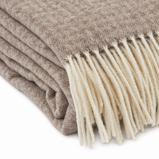 Koc z kaszmirem i wełną Merino Superfine – taupe, 140 × 200 cm